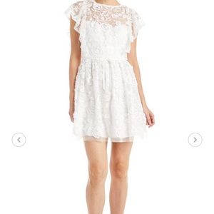 Monique Lhuillier ruffled lace dress
